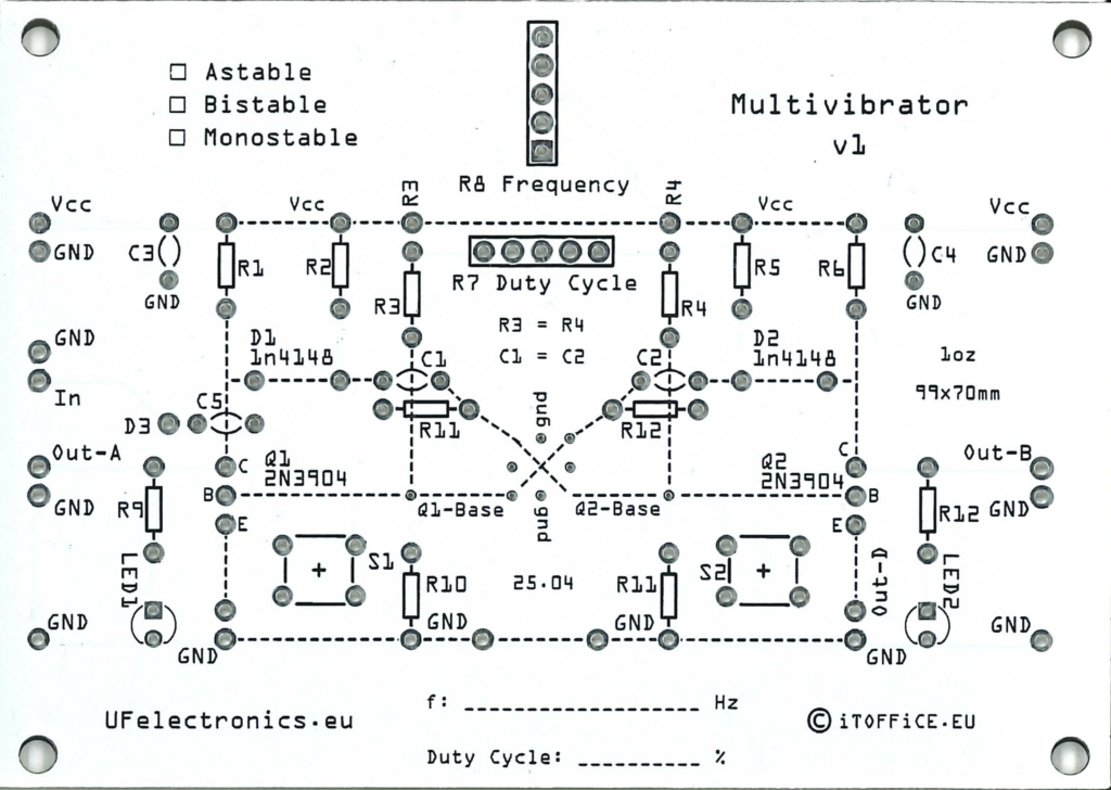 Transistor Multivibrator Experimentation Board v1 Transistor Multivibrator Experimentation Board v1