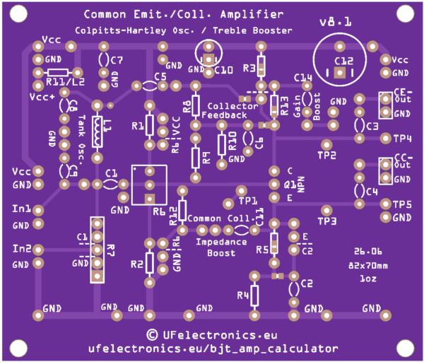 Common Emitter/Collector Amplifier Board v8.1 Common Emitter/Collector Amplifier Board v8.1