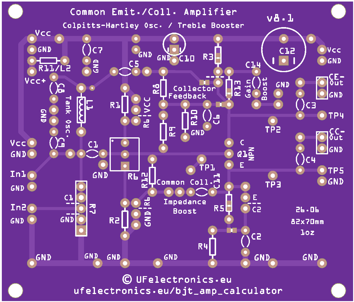 Common Emitter/Collector Amplifier Board v8.1