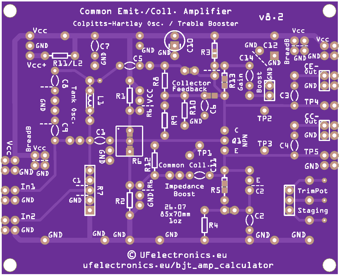 Common Emitter/Collector Amplifier Board v8.2