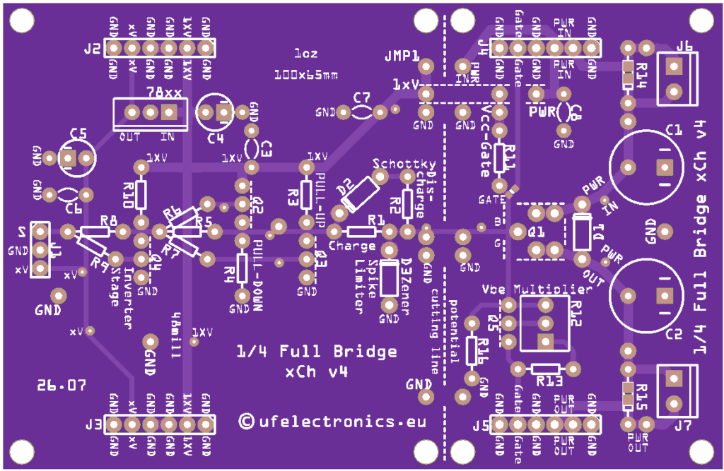 1/4 H-Bridge xCh v4 – One set of two PCBs 1/4 H-Bridge xCh v4 – One set of two PCBs