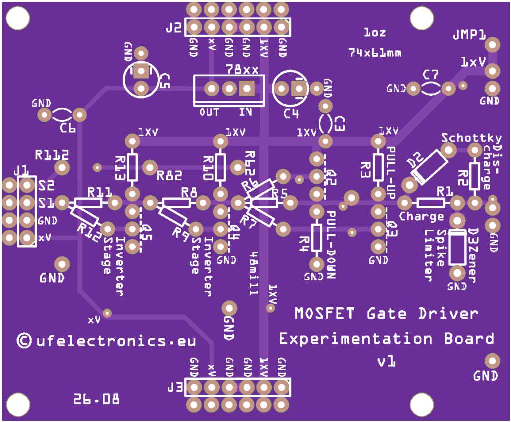 MOSFET Gate Driver Experimentation Board v1 (set of two PCBs)