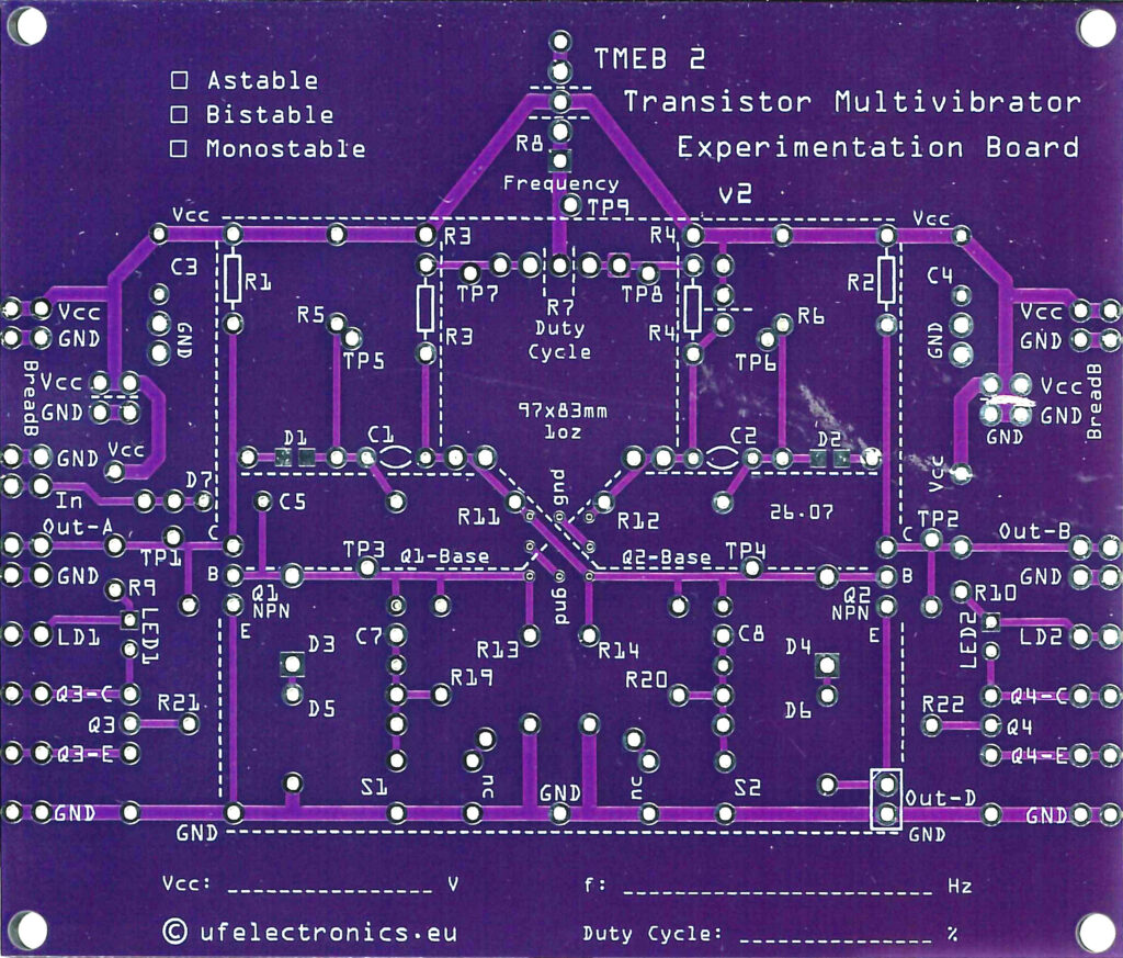BJT Transistor Multivibrator Experimentation Board v2 BJT Transistor Multivibrator Experimentation Board v2