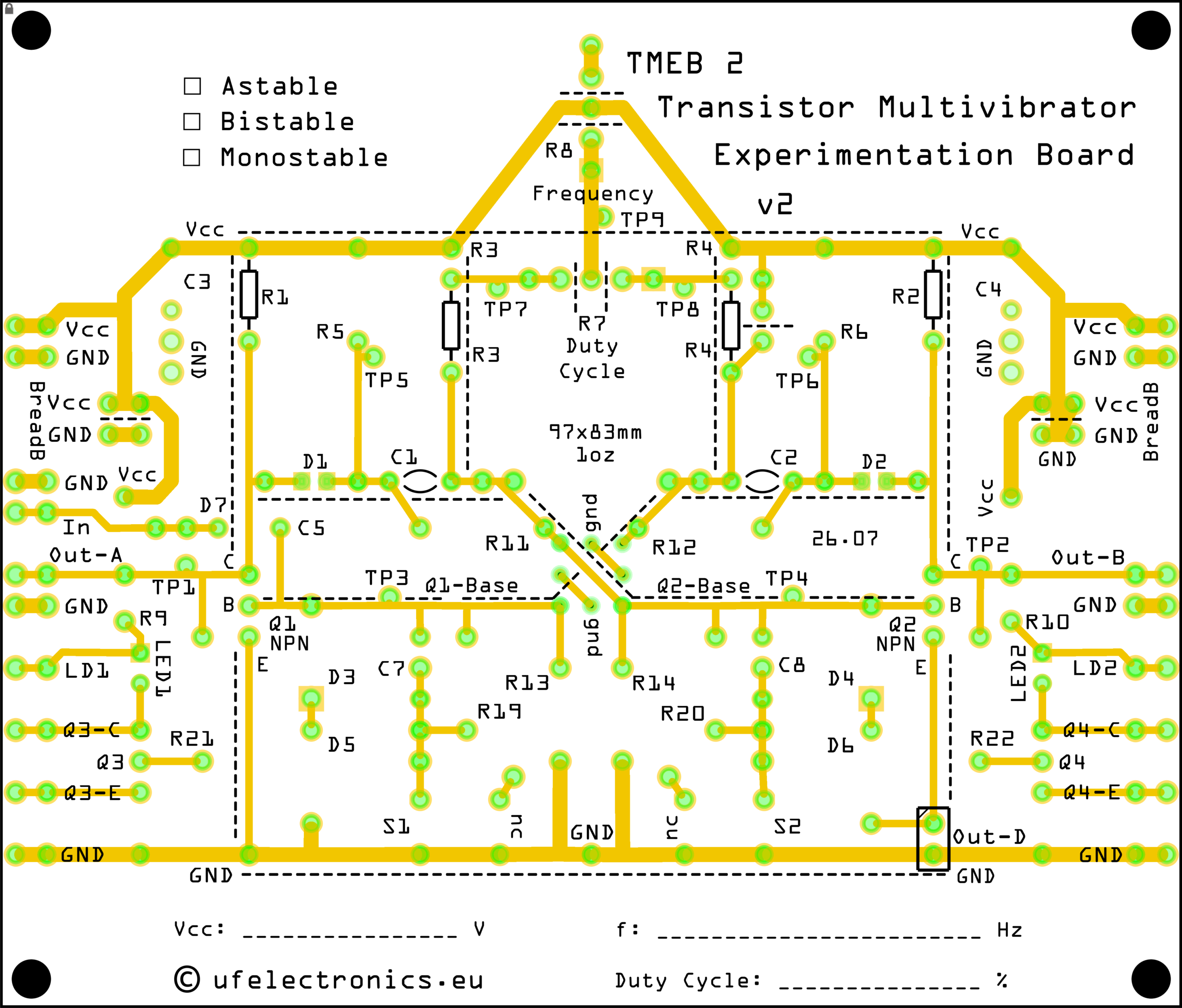 BJT Transistor Multivibrator Experimentation Board v2 - Image 2
