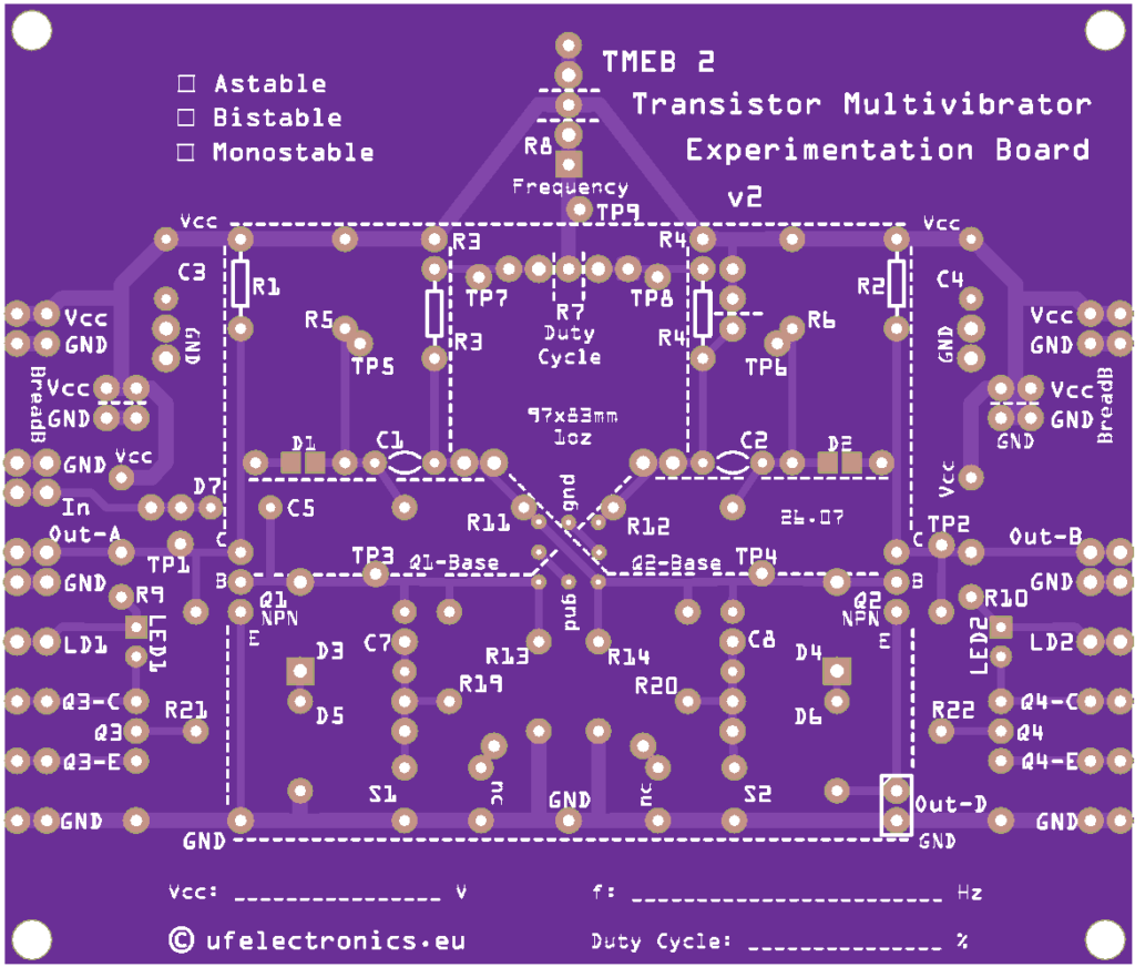 BJT Transistor Multivibrator Experimentation Board v2 BJT Transistor Multivibrator Experimentation Board v2