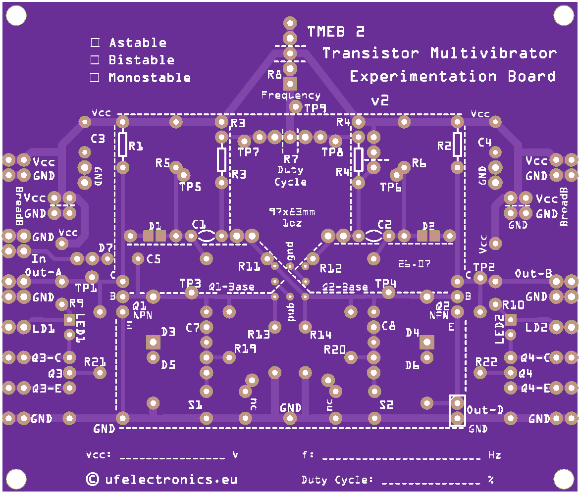 BJT Transistor Multivibrator Experimentation Board v2